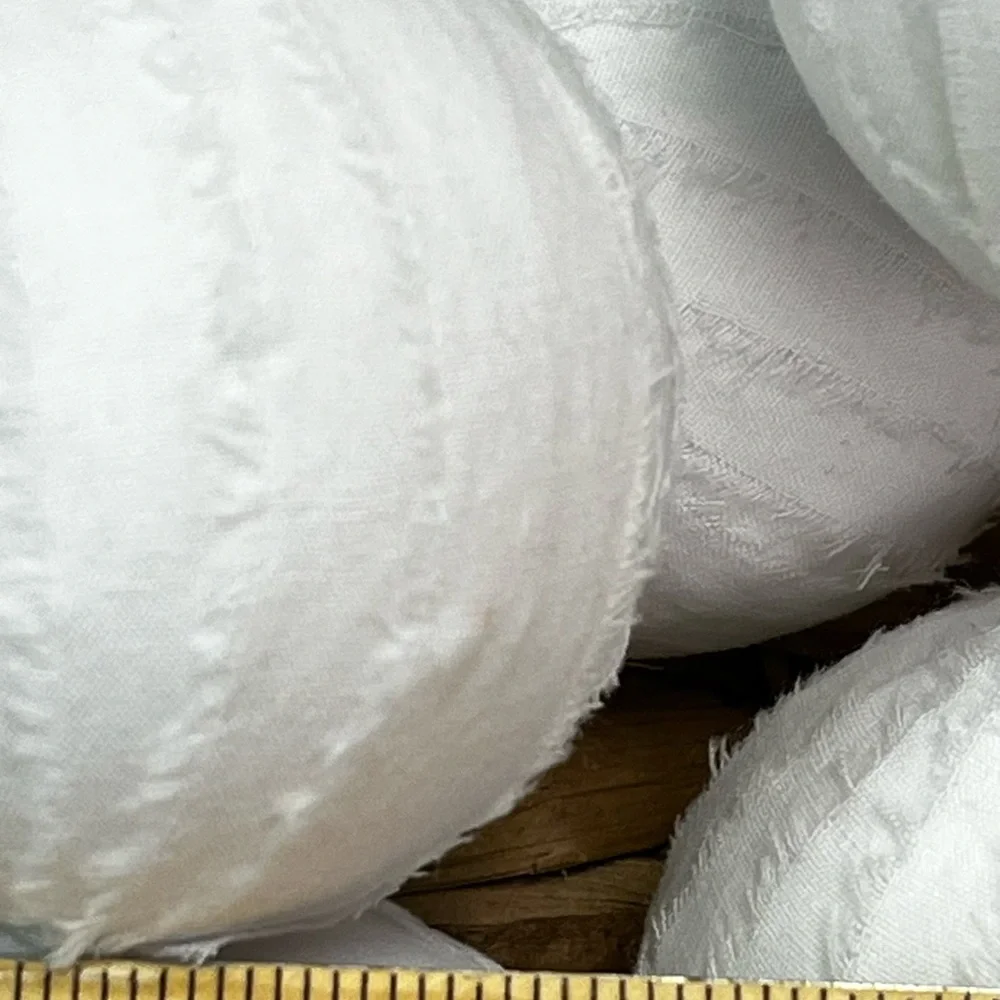 10 Snow White snowballs rag balls Christmas tree ornaments farmhouse bowl filler